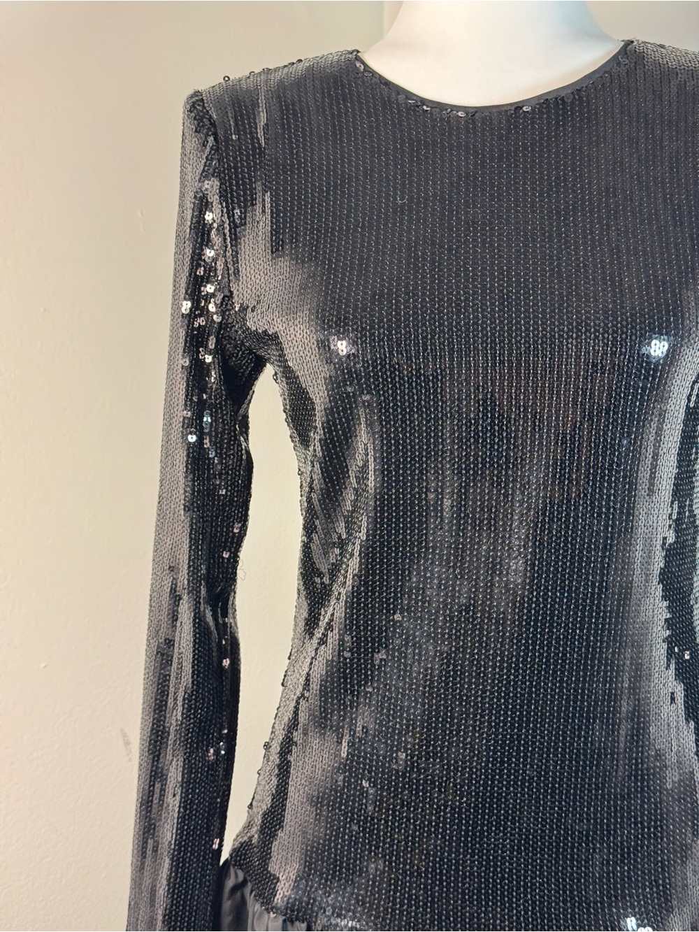 NEW Wayf Black Maddie Long Sleeve Sequin Minidress S - Picture 6 of 13